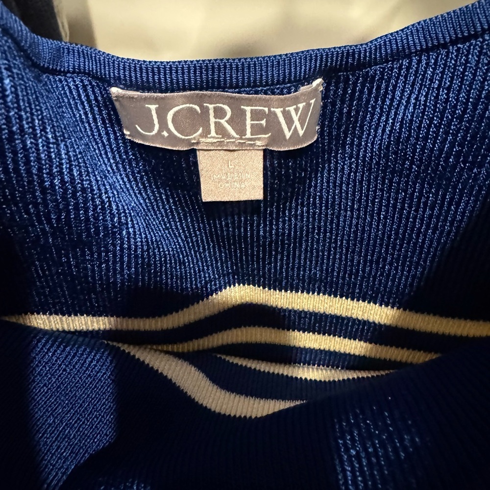 J. Crew Cyan Sweater Dress in Stripe - L (12-14) - Picture 5 of 10